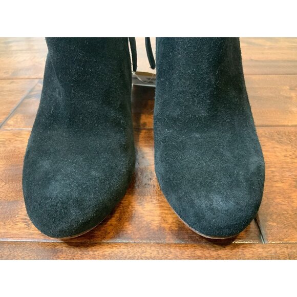 Marc Jacobs Black Suede Zipper Bootie Chunky Snakeskin Heels, Size 37.5 | 7.5 - Picture 3 of 10